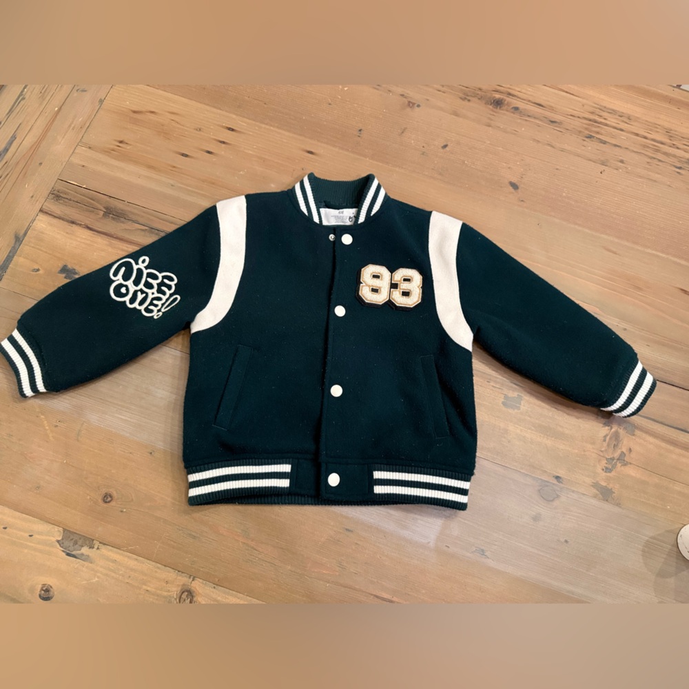 H&M green and White Kids Varsity Jacket